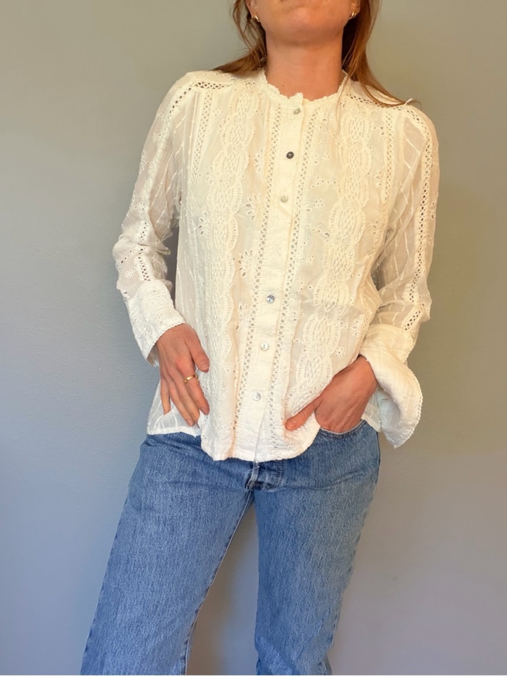 Vintage White Lace Blouse
